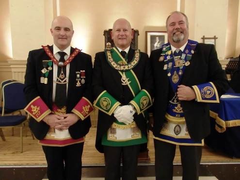 RWM Bro Gerry Robertson (217), RWPGM Bro James P Livingstone and RWM Bro Alan Beck (XII) 217 deg 16-09-2014